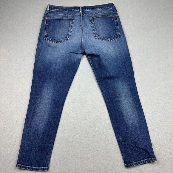 Rag & Bone Blue Matces Women's Jeans Size 28 Cropped Medium Wash Distressed - Picture 5 of 13